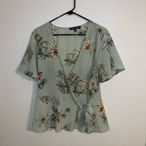 Floral wrap around shirt